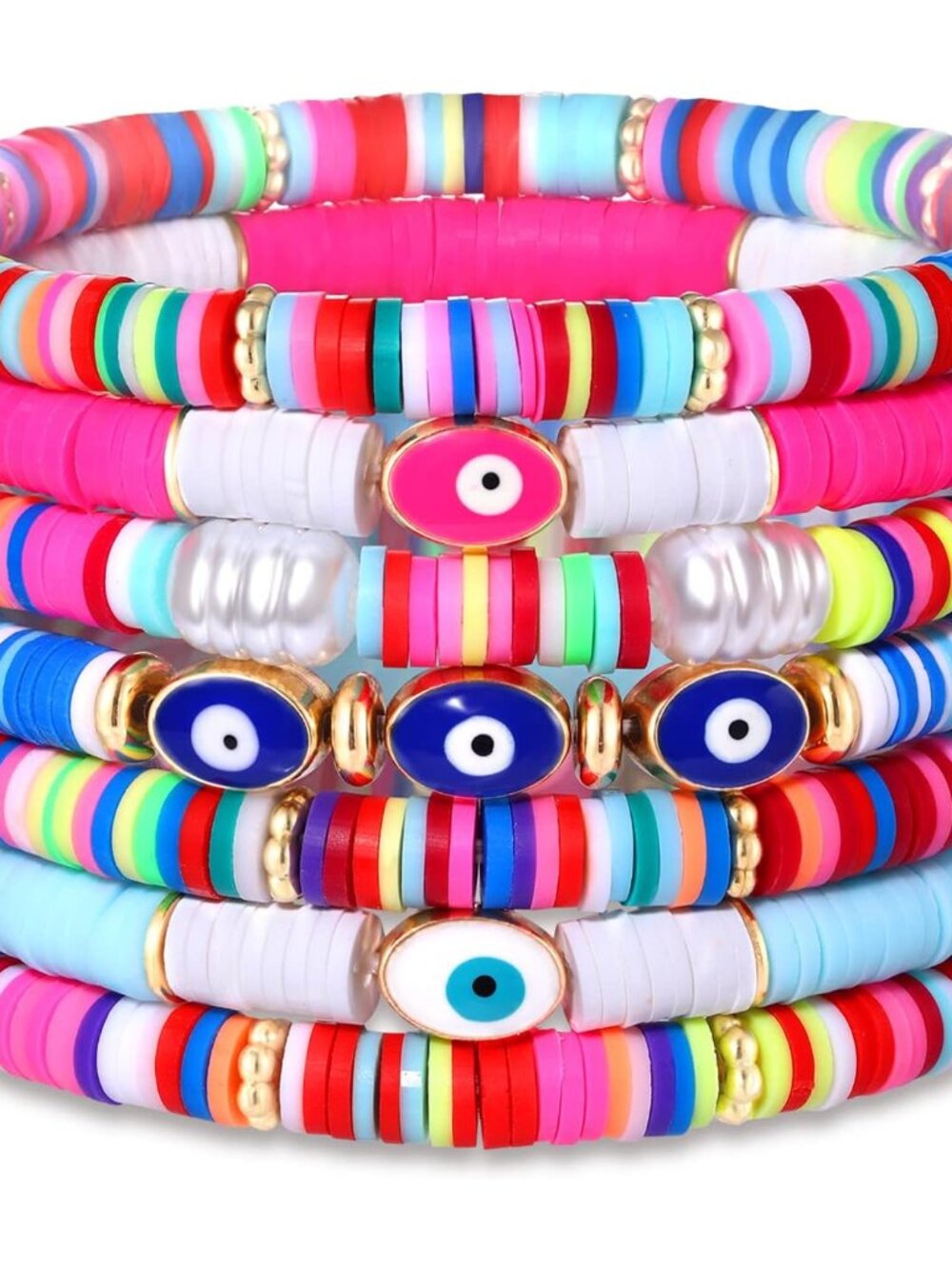 Beaded Bracelet Heishi Stretch Bracelets for Woman Preppy Bracelets Summer Beade - Picture 1 of 8